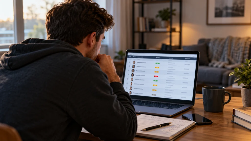 A fan checking a generic timestamped official availability report with confirmed and unconfirmed notes, no player medical images