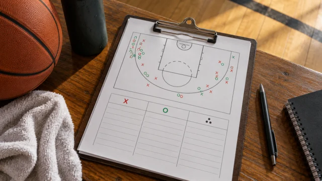 A generic basketball shooting worksheet separating attempts, makes and chance creation with a simple three-point arc diagram